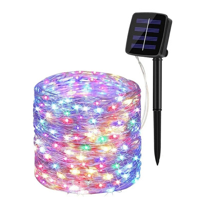 8 Λειτουργίες Ηλιακά Χάλκινα Φωτάκια χορδών Γιρλάντα Εξωτερικού Κήπου Αδιάβροχα Φωτάκια Νεράιδας Χριστουγεννιάτικη διακόσμηση γάμου