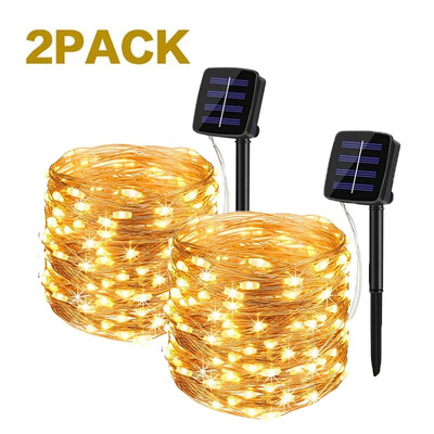 8 Λειτουργίες Ηλιακά Χάλκινα Φωτάκια χορδών Γιρλάντα Εξωτερικού Κήπου Αδιάβροχα Φωτάκια Νεράιδας Χριστουγεννιάτικη διακόσμηση γάμου