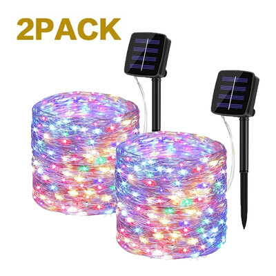 8 Λειτουργίες Ηλιακά Χάλκινα Φωτάκια χορδών Γιρλάντα Εξωτερικού Κήπου Αδιάβροχα Φωτάκια Νεράιδας Χριστουγεννιάτικη διακόσμηση γάμου