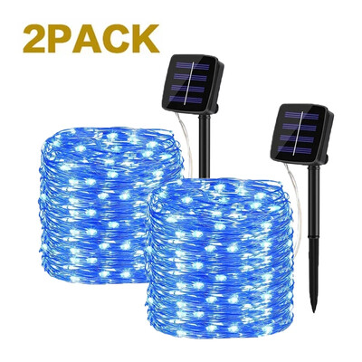 8 Λειτουργίες Ηλιακά Χάλκινα Φωτάκια χορδών Γιρλάντα Εξωτερικού Κήπου Αδιάβροχα Φωτάκια Νεράιδας Χριστουγεννιάτικη διακόσμηση γάμου