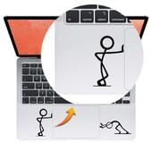 Smieklīgs sērkociņu vīrs, kas spiež klēpjdatoru Macbook Pro Air Retina 11 13 15 collu Mac Skin planšetdatoram HP piezīmjdatora skārienpaliktņa uzlīme