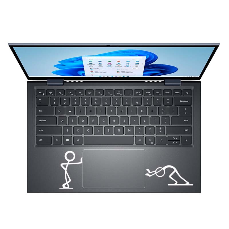 Smieklīgs sērkociņu vīrs, kas spiež klēpjdatoru Macbook Pro Air Retina 11 13 15 collu Mac Skin planšetdatoram HP piezīmjdatora skārienpaliktņa uzlīme