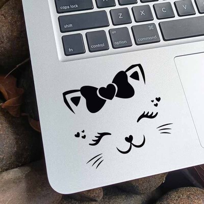 Cute Kitten Smile Vinila klēpjdatora uzlīme Macbook Air 13 M1 Pro 14 16 Retina 11 15 collu Mac piezīmjdatora ādas dekoram skārienpaliktņa uzlīme