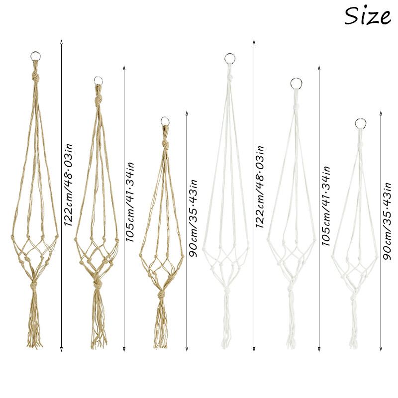 Medvilninis virvelinis kabantis krepšelis augalams Gėlių sodo vazonų sodintuvai Įvairių dydžių augalas Bonsai pakabinamas ant sienos namų balkono sodo dekoras