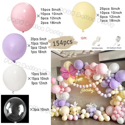 Macaron Balloon Garland Arch Kit Esküvői Születésnapi Party Dekoráció Gradiens Pillangó Balonok Szivárvány Ballon Babazuhany Dekor