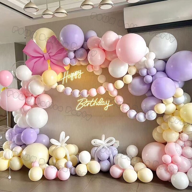 Macaron Balloon Garland Arch Kit Esküvői Születésnapi Party Dekoráció Gradiens Pillangó Balonok Szivárvány Ballon Babazuhany Dekor