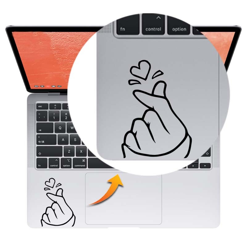 Love Heart Gesture Laptop Trackpad matrica matrica Macbook Pro Air Retina 11 12 13 15 hüvelykes Mac Book vinyl notebook bőréhez