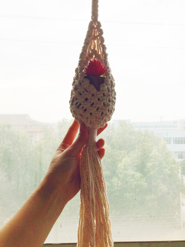 Handamde Macarme Air Planter Haing Basket Pot Pineapple Climbing Vine Flower Flower Planter Net Hanger Стенен гоблен Boho Decor