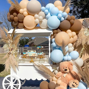 40 τμχ Baby Shower Σετ Boho Brown Παστέλ Μπλε Επιδερμίδα Χακί Μπαλόνια Λευκής Άμμου για Baby Shower Διακόσμηση γενεθλίων Air Globos