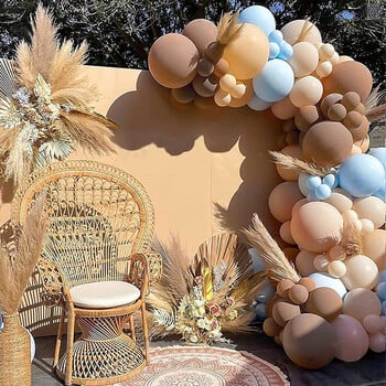 40 τμχ Baby Shower Σετ Boho Brown Παστέλ Μπλε Επιδερμίδα Χακί Μπαλόνια Λευκής Άμμου για Baby Shower Διακόσμηση γενεθλίων Air Globos