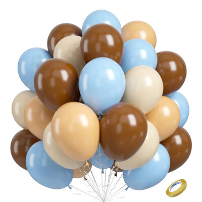 40 бр. Baby Shower Balloons Set Boho Brown Pastel Blue Skin White Sand Каки балони за Baby Shower Birthday Decor Air Globos