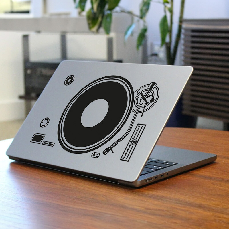 DJ patefono vinilinio nešiojamojo kompiuterio lipdukai, skirti Macbook Pro 14 16 Air Retina 13 15 colių Mac Skin HP Notebook Decal Musician Record Player
