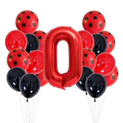 20 de bucăți 12 inchi, puncte roșii și negre, baloane pentru gărgăriță, decorațiuni pentru petrecerea de naștere, pentru baby shower, 32 inchi, cu număr roșu