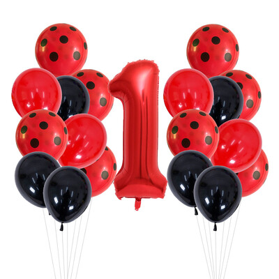 20 de bucăți 12 inchi, puncte roșii și negre, baloane pentru gărgăriță, decorațiuni pentru petrecerea de naștere, pentru baby shower, 32 inchi, cu număr roșu