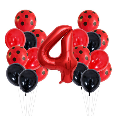 20 de bucăți 12 inchi, puncte roșii și negre, baloane pentru gărgăriță, decorațiuni pentru petrecerea de naștere, pentru baby shower, 32 inchi, cu număr roșu