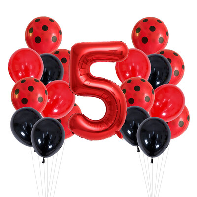 20 de bucăți 12 inchi, puncte roșii și negre, baloane pentru gărgăriță, decorațiuni pentru petrecerea de naștere, pentru baby shower, 32 inchi, cu număr roșu