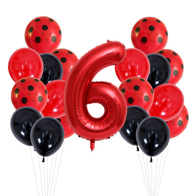 20 de bucăți 12 inchi, puncte roșii și negre, baloane pentru gărgăriță, decorațiuni pentru petrecerea de naștere, pentru baby shower, 32 inchi, cu număr roșu