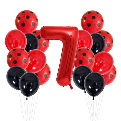 20 de bucăți 12 inchi, puncte roșii și negre, baloane pentru gărgăriță, decorațiuni pentru petrecerea de naștere, pentru baby shower, 32 inchi, cu număr roșu