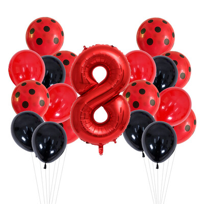20 de bucăți 12 inchi, puncte roșii și negre, baloane pentru gărgăriță, decorațiuni pentru petrecerea de naștere, pentru baby shower, 32 inchi, cu număr roșu