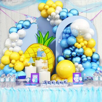 90 ΤΕΜ. Tropical Pineapple Balloon Arch Kit Κίτρινα μπλε και λευκά μπαλόνια Μπάλες γενεθλίων Καλοκαιρινές γιορτές και εκδηλώσεις για μοναχικά