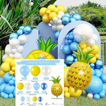 90 ΤΕΜ. Tropical Pineapple Balloon Arch Kit Κίτρινα μπλε και λευκά μπαλόνια Μπάλες γενεθλίων Καλοκαιρινές γιορτές και εκδηλώσεις για μοναχικά