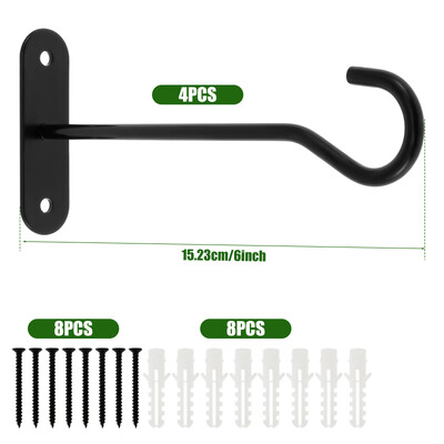 4 бр. Метални куки за растения Монтирани на стена Куки за висящи кошници за външни хранилки за птици Плантари Фенери Вятърни камбанки Декорация на дома
