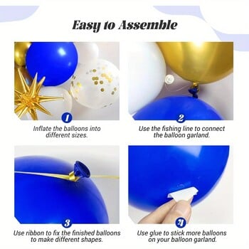 Σετ 136PCS Royal Blue and Gold Balloon Arched Flower Ring για επετειακό γάμο, διακόσμηση πρωτοχρονιάτικου πάρτι γενεθλίων