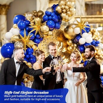 Σετ 136PCS Royal Blue and Gold Balloon Arched Flower Ring για επετειακό γάμο, διακόσμηση πρωτοχρονιάτικου πάρτι γενεθλίων