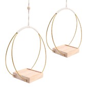 Medinė pakabinama gėlių vazonų lentyna su viduje esančiais kabančiais gėlių vazonais Balkono dekoravimo augalai Svetainės lentyna pakabinamas krepšelio pagrindas