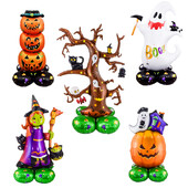 1 sada obrovských stojanových podstavcových halloweenskych fóliových balónov, tekvicových duchov, čarodejníckych balónov, stromčekov duchov, halloweenskych párty dekorácií