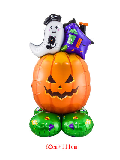 1 sada obrovských stojanových podstavcových halloweenskych fóliových balónov, tekvicových duchov, čarodejníckych balónov, stromčekov duchov, halloweenskych párty dekorácií