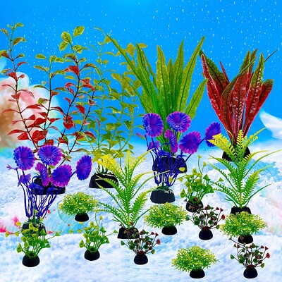 18 bucăți rezervor de pește planta de simulare acvariu decor artificial plante ornamente apă iarbă bol de pește decorare din plastic