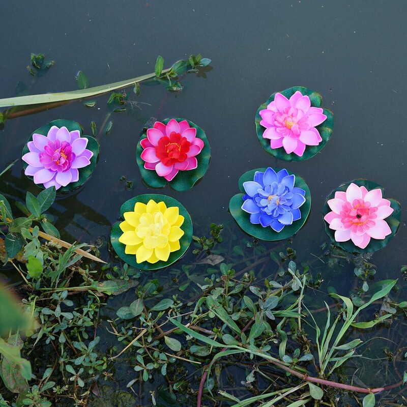 10 cm dirbtinis lotosas netikrų augalų tvenkinio dekoras Dirbtinis vandens lelija plūduriuojantis putplastis lotosas namų sode žuvų bakas netikra gėlė