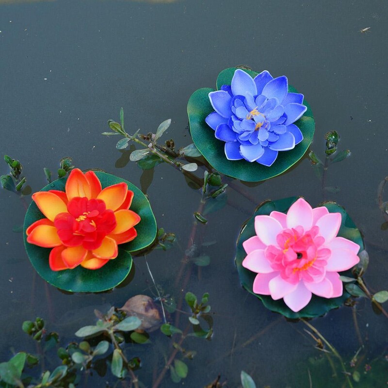 10 cm dirbtinis lotosas netikrų augalų tvenkinio dekoras Dirbtinis vandens lelija plūduriuojantis putplastis lotosas namų sode žuvų bakas netikra gėlė