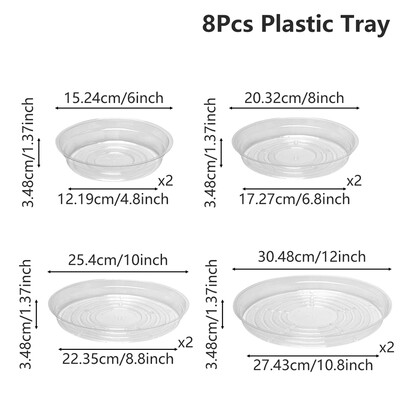 6/8/10/12 inča Plastični tanjurići za biljke Prozirni tanjurići za biljke Prozirni tanjurići za cvijeće Vrt za njegu sobnih biljaka Set prozirnih posuda za kapanje