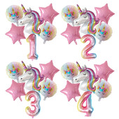 1 set de baloane cu unicorn curcubeu de 30 de inci cu numere de baloane din folie pentru primii copii cu tema de unicorn, decorațiuni pentru petrecerea de naștere