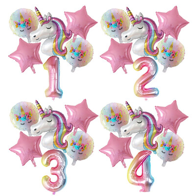 1 set Rainbow Unicorn balona 30 inča baloni od folije s brojevima 1. Dječja tema jednoroga Dekoracije za rođendanske zabave Baby Shower Globos