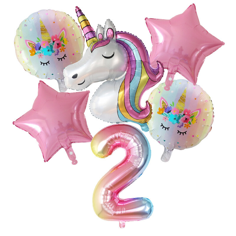 1 set de baloane cu unicorn curcubeu de 30 de inci cu numere de baloane din folie pentru primii copii cu tema de unicorn, decorațiuni pentru petrecerea de naștere