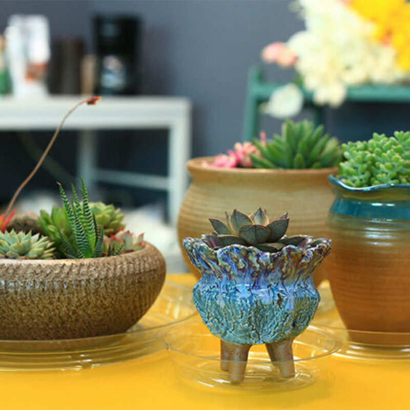 10 vnt. Sodo augalų lėkštė Plastikinė skaidraus lašėjimo padėklas apvalus gėlių vazono pagrindas Užkandžių konteineris stalinis šiukšlių laikiklis