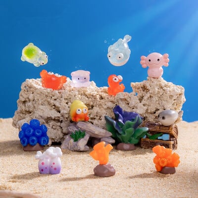 Figurine Miniaturi Drăguțe Mini Animale Marine Pește Coral Micro Peisaj Ornamente pentru Acvariu Accesorii Decorare Acvariu