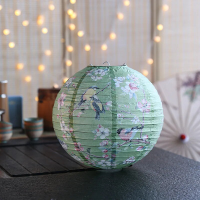 12 ιντσών τυπωμένα λουλούδια στρογγυλά κινέζικα φανάρια από χαρτί Γενέθλια Γαμήλια διακόσμηση Χειροτεχνία DIY Φεστιβάλ Φανάρι προμήθειες πάρτι