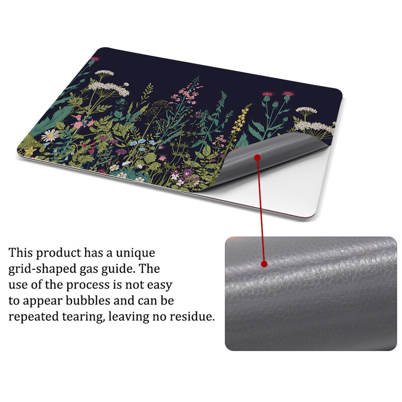 Piele pentru laptop, 10 12 13 14 15 17 inchi Decal pentru laptop Rezistent la praf Impermeabil Reutilizabil 1 mare cu 2 încheieturi mici, flori plante