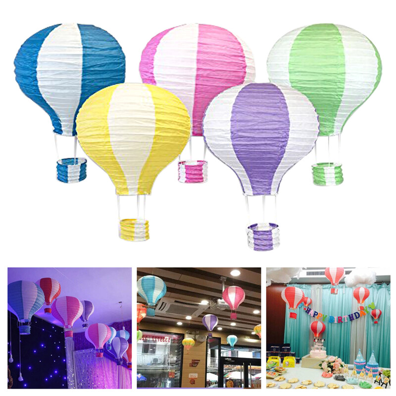 5db hőlégballon party dekor papír lámpás medál erkély udvar kert függő dísz színes lámpás dekoráció