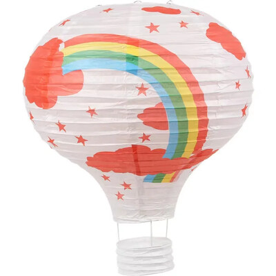 1db szivárvány hőlégballon lámpás 12 hüvelykes/16 hüvelykes barkács mennyezetre függő papírlámpás babazuhany gyerekeknek születésnapi parti dekoráció