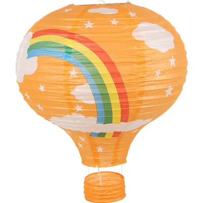 1db szivárvány hőlégballon lámpás 12 hüvelykes/16 hüvelykes barkács mennyezetre függő papírlámpás babazuhany gyerekeknek születésnapi parti dekoráció