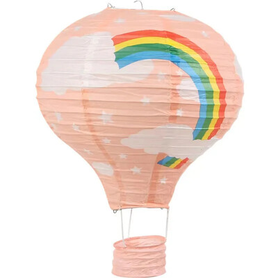 1db szivárvány hőlégballon lámpás 12 hüvelykes/16 hüvelykes barkács mennyezetre függő papírlámpás babazuhany gyerekeknek születésnapi parti dekoráció