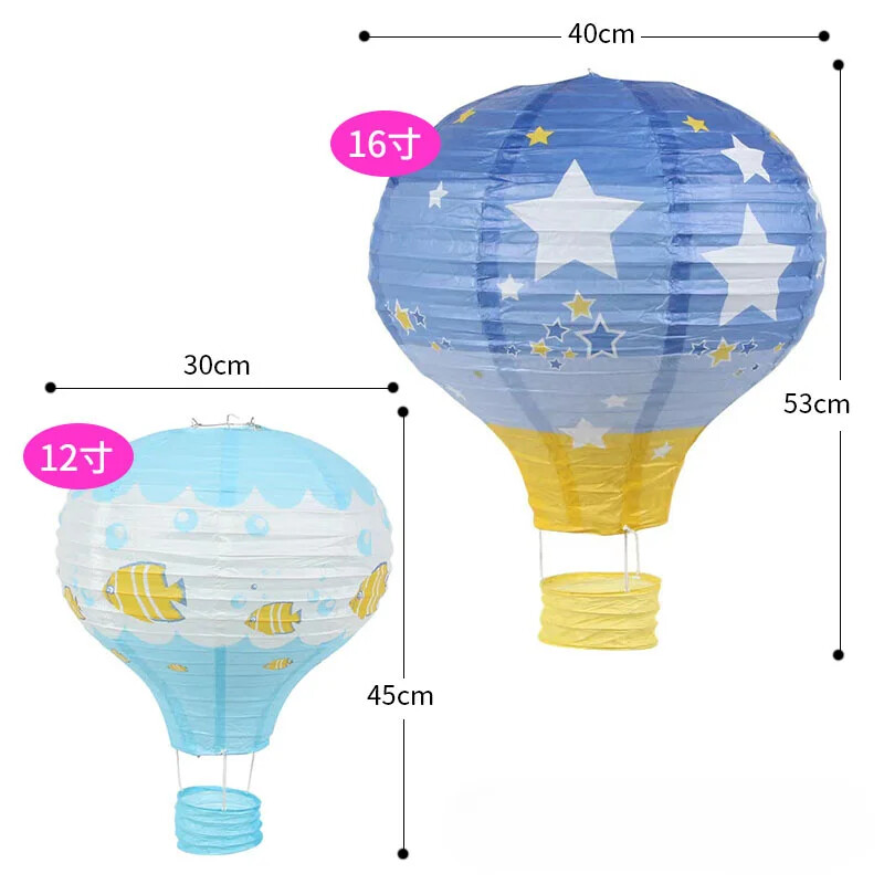 1db szivárvány hőlégballon lámpás 12 hüvelykes/16 hüvelykes barkács mennyezetre függő papírlámpás babazuhany gyerekeknek születésnapi parti dekoráció
