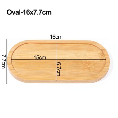 Paprastas bambuko medinis padėklas, apvalus kvadratinis šešiakampis vazono pagrindas, vazonų stovas, sukulentai, bonsų laikiklis, namų sodo dovana