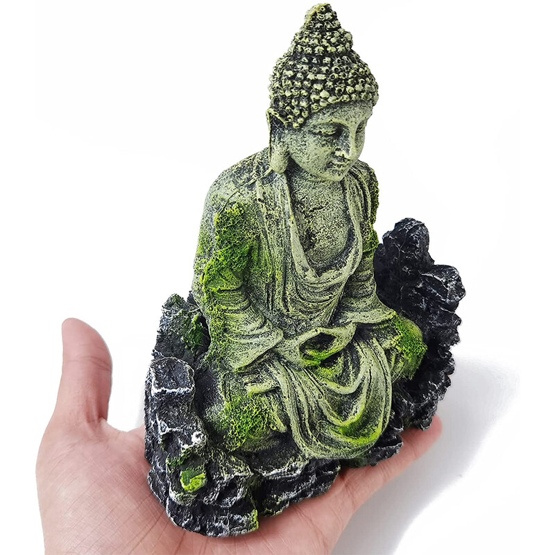 Statuia lui Buddha Meșteșuguri din rășină, pești, creveți, acvariu, acvariu, peisagistic, ornament de decorare