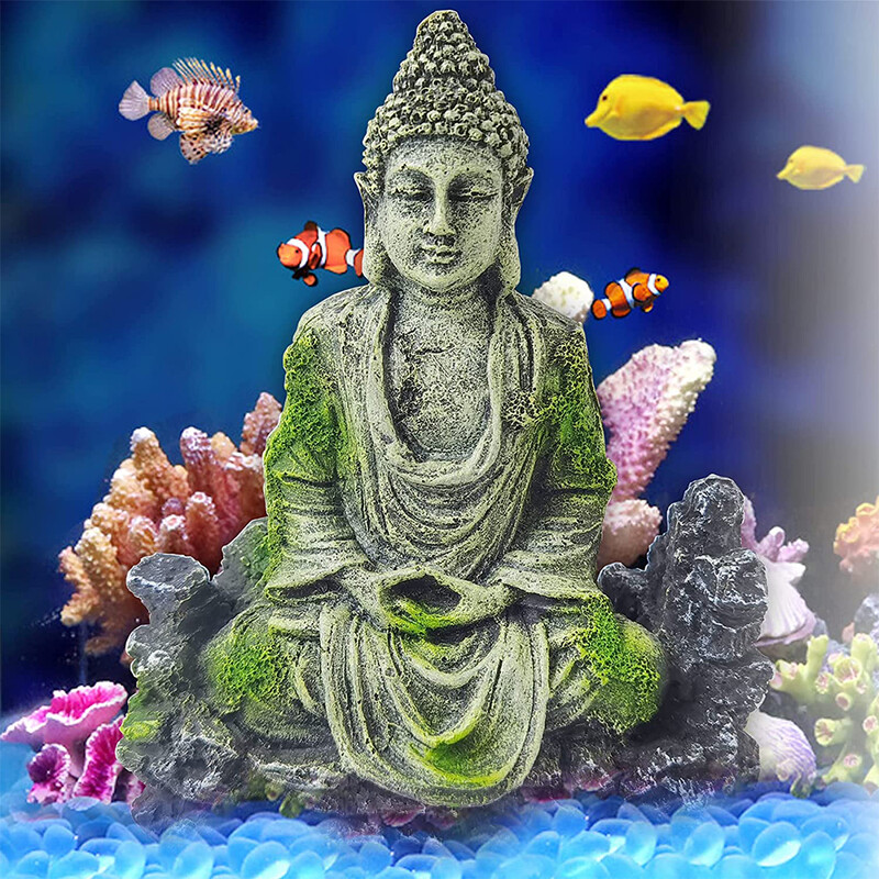 Statuia lui Buddha Meșteșuguri din rășină, pești, creveți, acvariu, acvariu, peisagistic, ornament de decorare